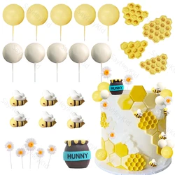 26pcs Honey Bee Cake Toppers Dasiy Honeycomb Honey Jar Oh Babee Cupcake Decorations DIY Kids Baby Shower Birthday Party Supplies