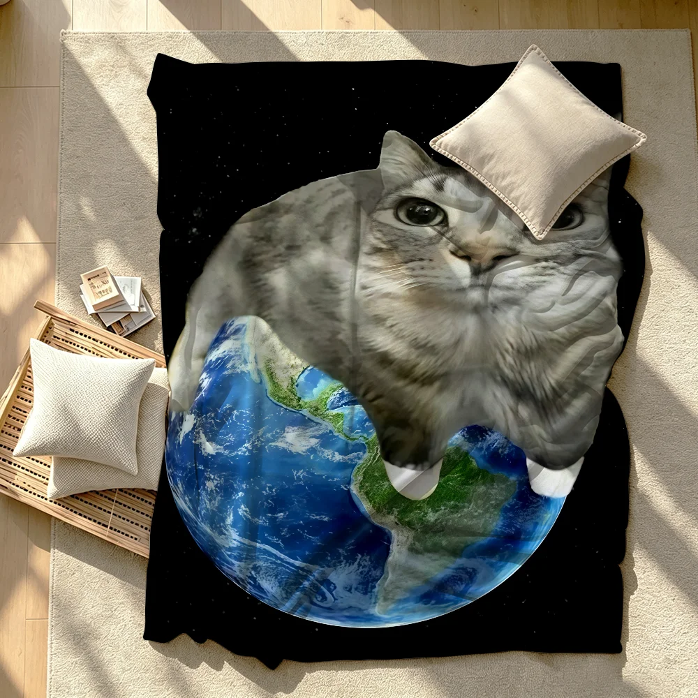 Cat Meme Fire Boom Blanket Soft Warm And Thick Perfect For Bedroom Living Room Bed Sofa Camping Picnic Office Gift