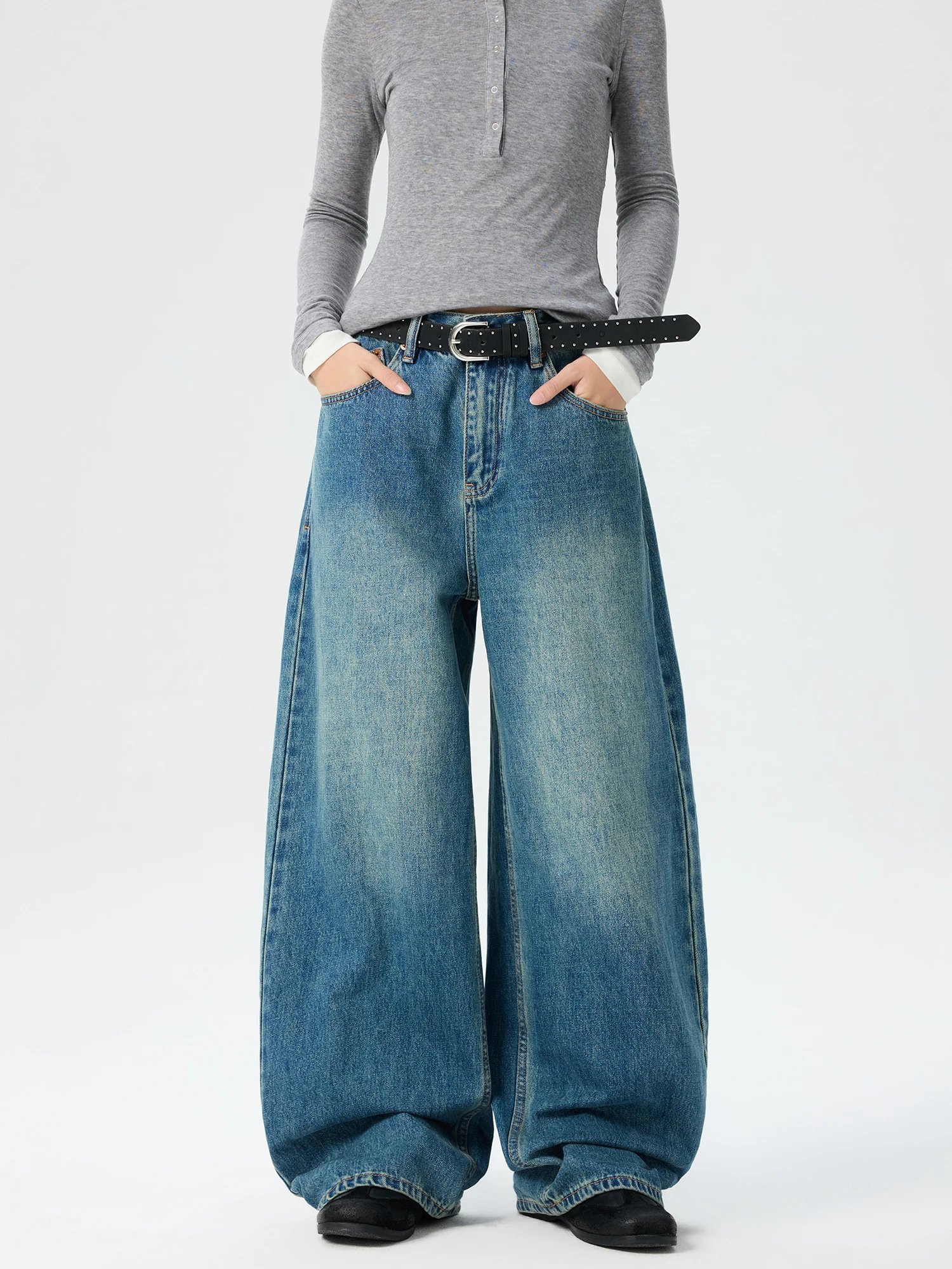 

Wild Azizi Vintage Waed Loose Straight Leg Jeans ex Wide Leg Long Trousers Street Sle Winter Collection Neutral Fit