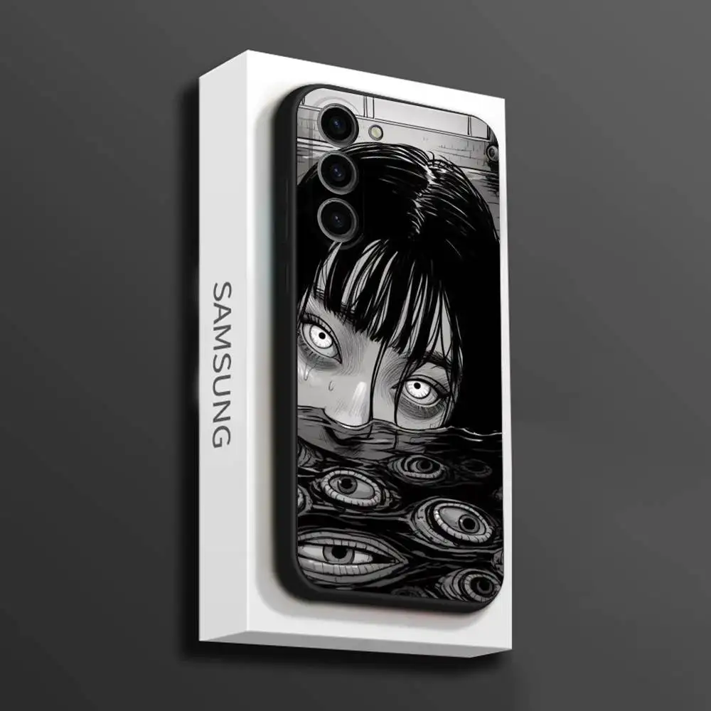 การ์ตูนเจ-จุนจิ อิโตะ ที-โทมิเคสโทรศัพท์สำหรับซัมซุงกาแล็คซี่ A 73,72,51,53,52,71,22,5G,หมายเหตุ,J7,8,9 ปกนุ่มสีดำ