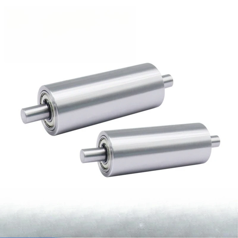 Double Head Optical Shaft Metal Wheel Follower Set Double Bearing Roller Unpowered Roller Conveyor Belt Idler Flat Belt Roller