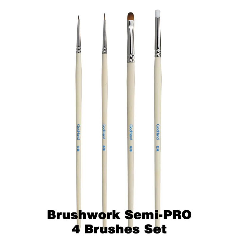 GodHand GH-EBRSP-SN-SET Modeling Brush Brushwork Semi-PRO 4PCS Paint Brushes Set Color Pen Face Brush Model Coloring Tools