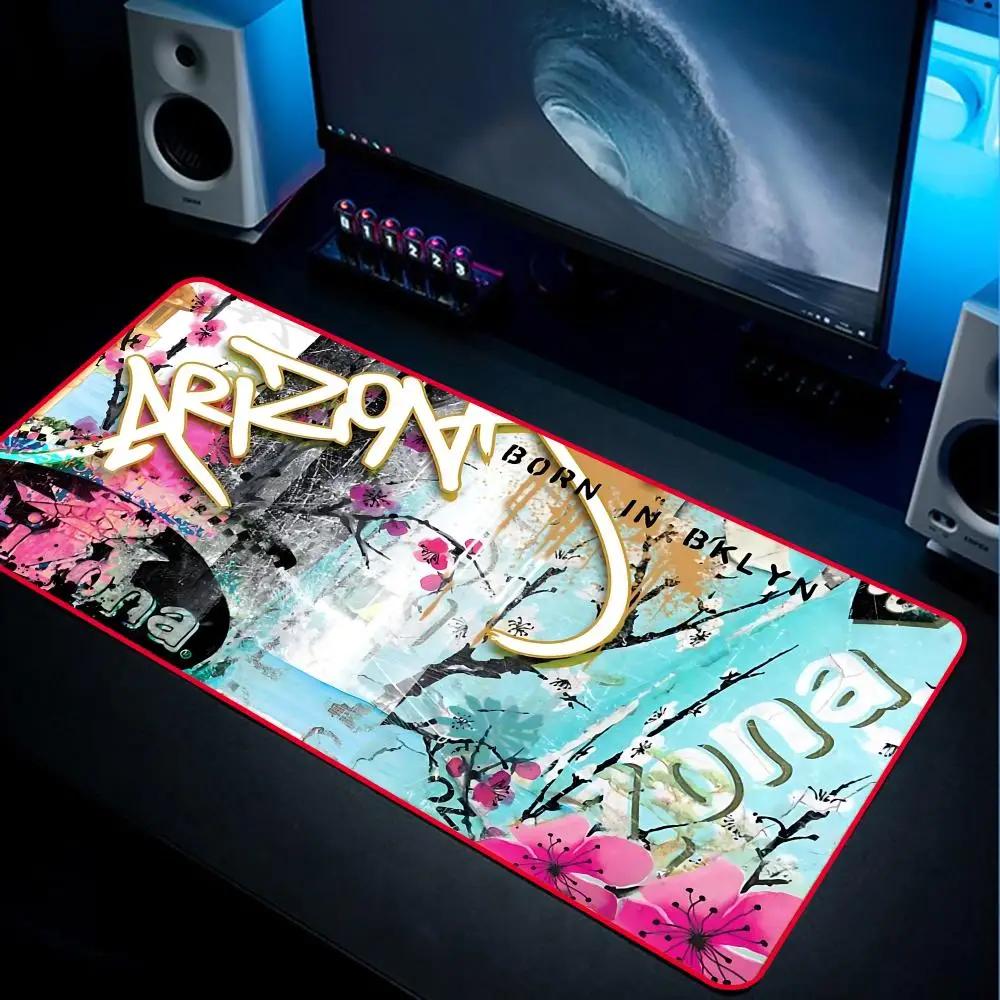 Super AriZona Green tea Mouse Pad 90x40cm Red Colorful Lock Edge Pure Natural Rubber Desktop Anti slip Large Mouse Pad