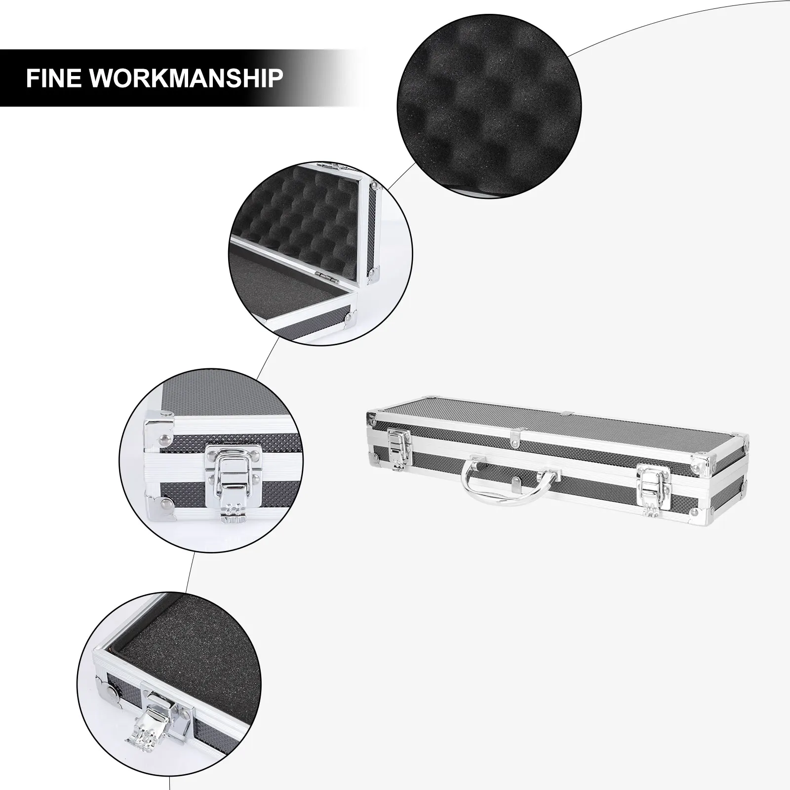 

Portable Aluminum Alloy Tool Box Reinforced Handle Buckle Closure Storage Case Inner Pearl Cotton Tools Container for Home