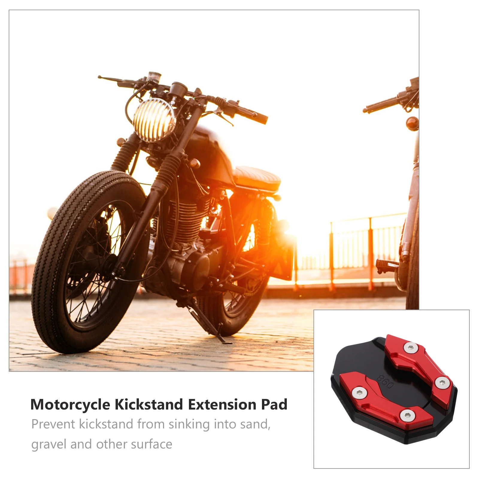

1pcs Motorcycle Kickstand Pad Side Stand Support Plate Extension For Sand Gravel Wet Surface Anti-Sinking Durable Use