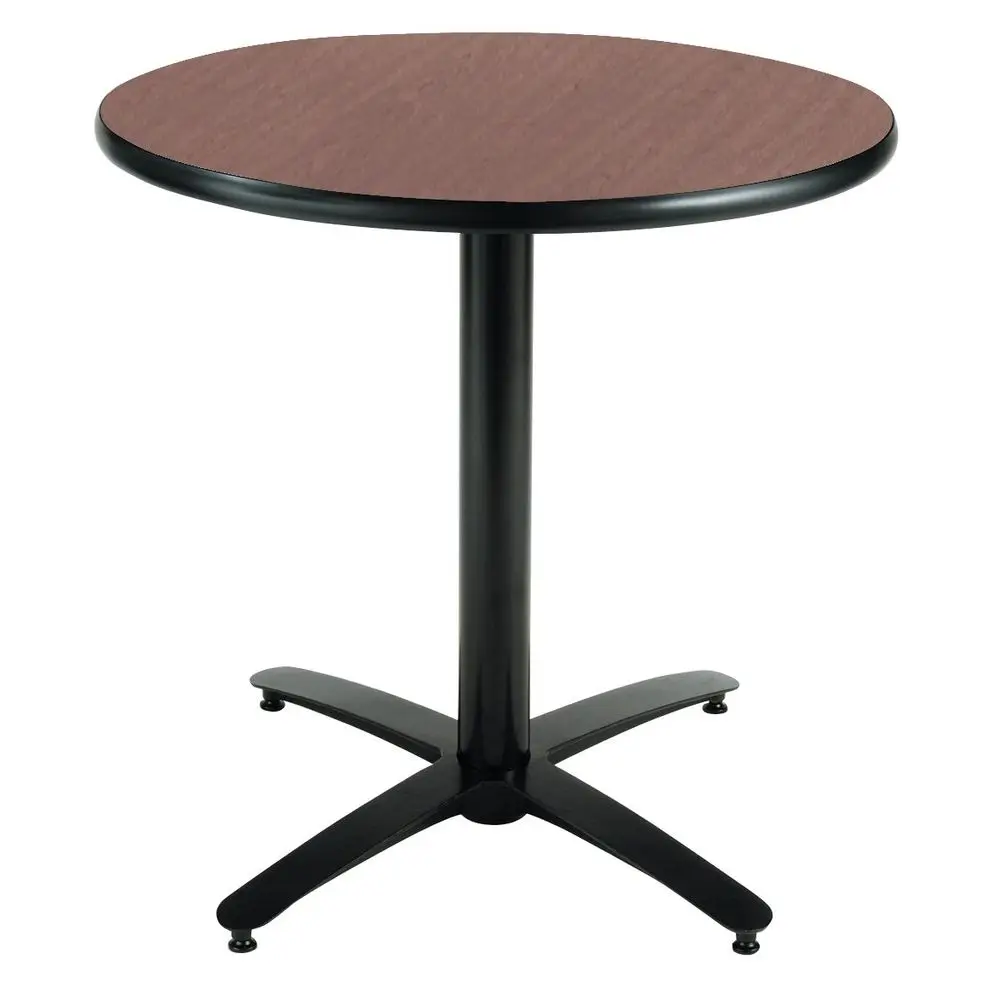 

Round Pedestal Breakroom Table with Arched X Base, Commercial Grade, 36Inch, Dark Mahogany Laminate,T36RDB2125MH