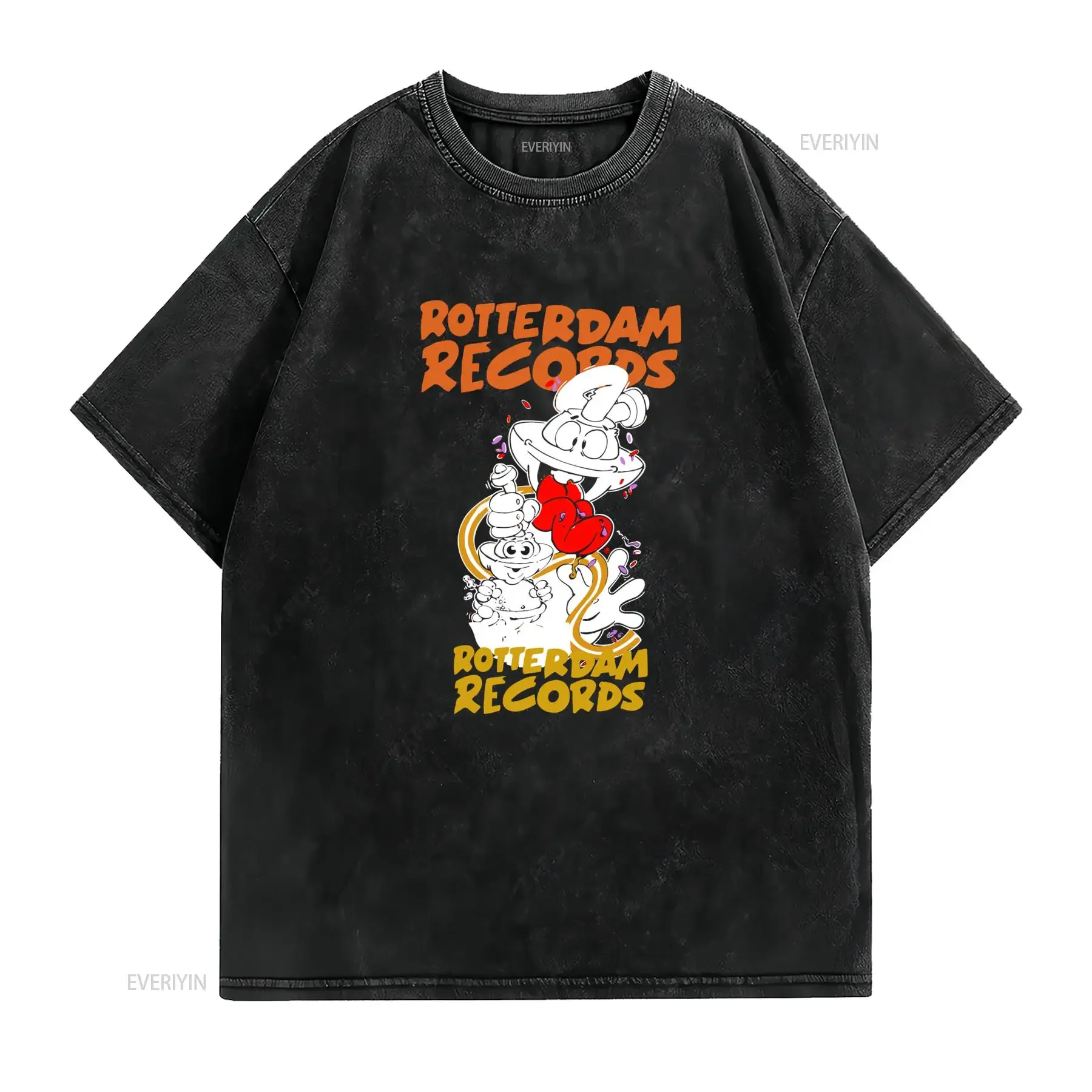 Heren Rotterdam Records 90S Gabber Rave T Shirt Oversized Retro Muziek met Logo Scene Design Vintage Ronde Hals voor vintage