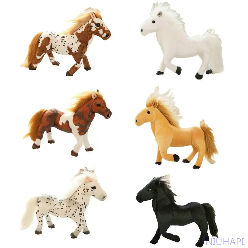 Jouet de simulation de chevaux en peluche pour enfants, poupées animales douces, oreiller de la vie réelle, cadeaux d'anniversaire créatifs pour enfants, 11styles