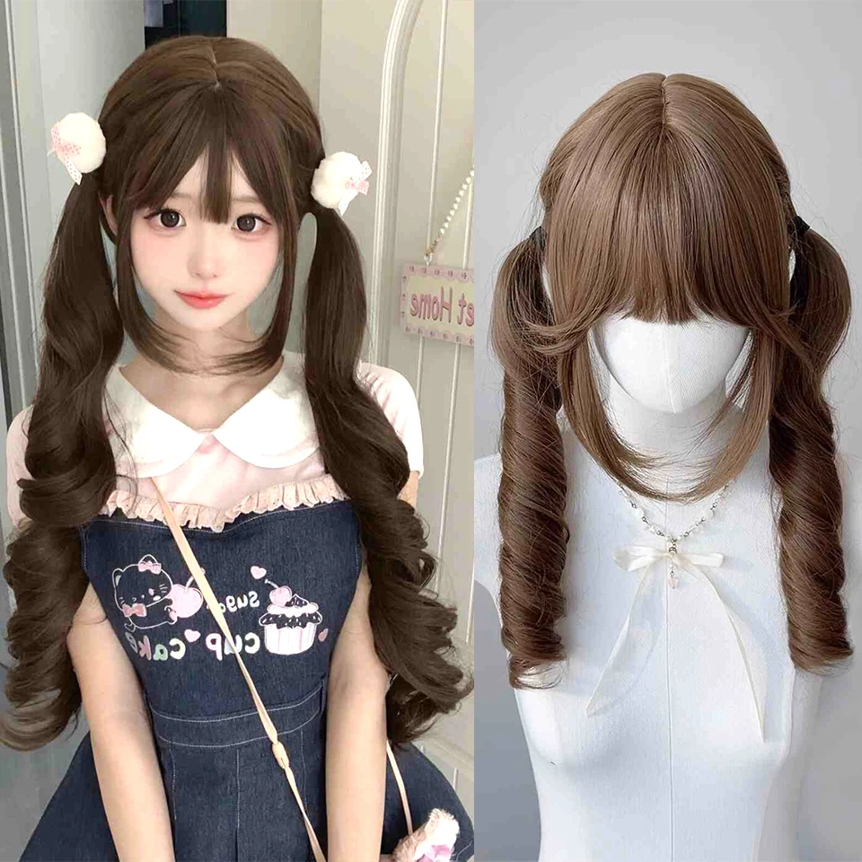 

Synthetic Princess Cut Double ponytail Lolita Wig with Bangs Wig Girl Cute Ombre Blonde Black Cosplay Halloween Harajuku