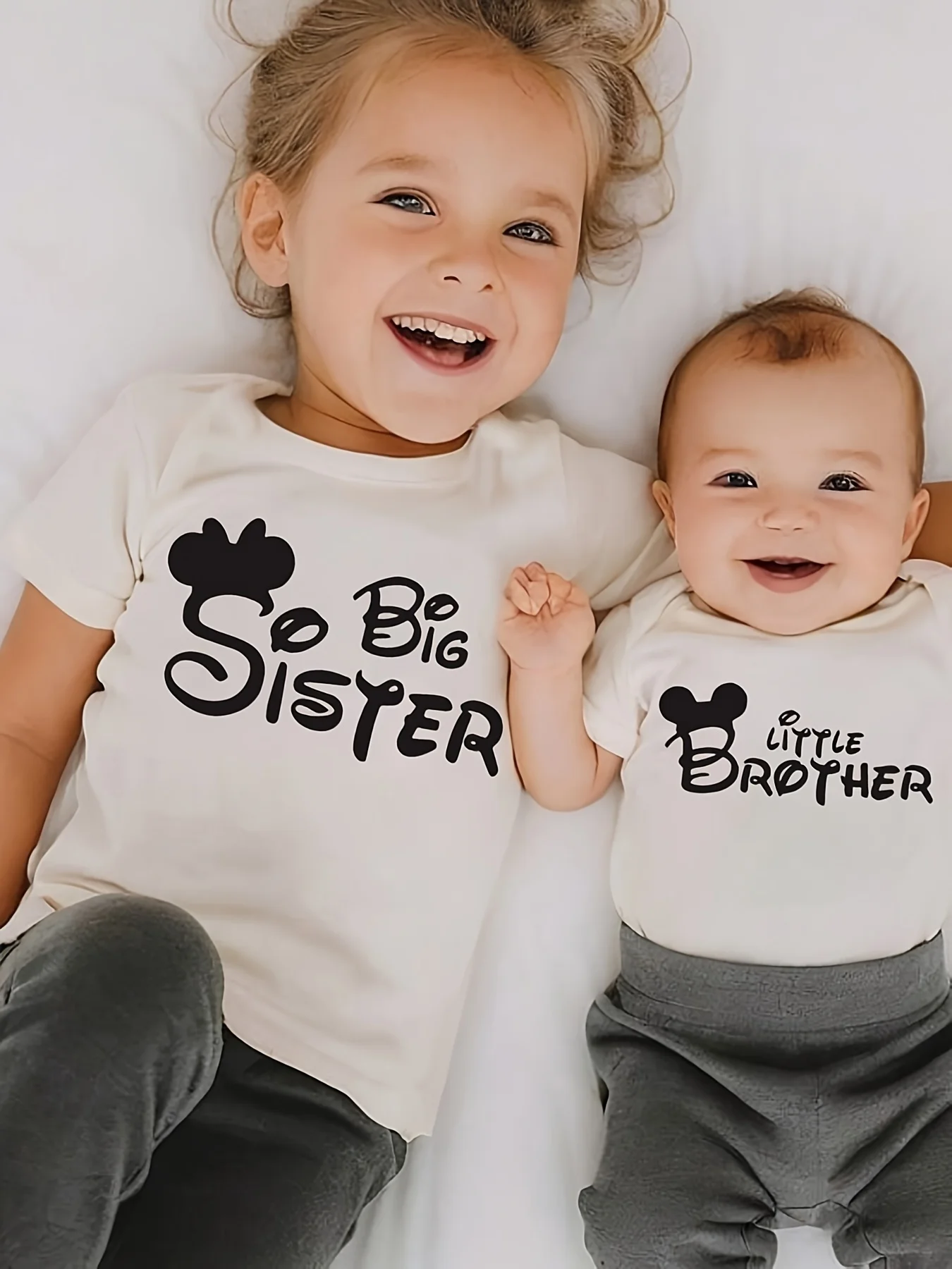 

Sibling Set Summer Boys' Romper Girls' T-Shirt Little Brother Big Sister Letter Series Print for Outdoor Summer Top Clothing