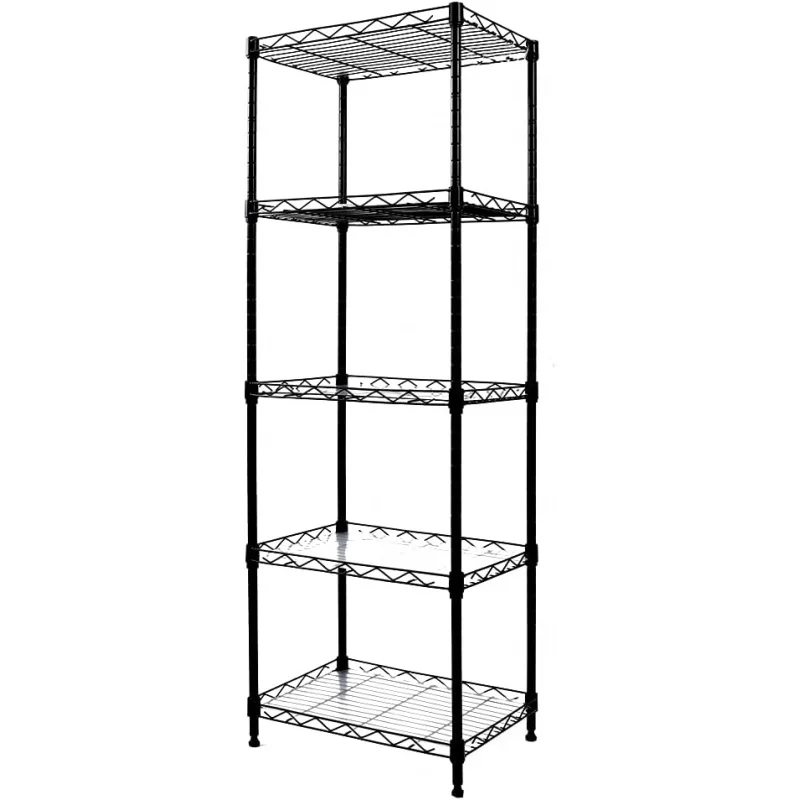 5-Wire Shelving Metal Storage Rack Adjustable Shelves for Laundry Bathroom Kitchen Pantry Closet