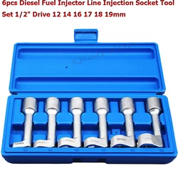 6pcs Diesel Fuel Injector Line Injection Socket Tool Set 1/2