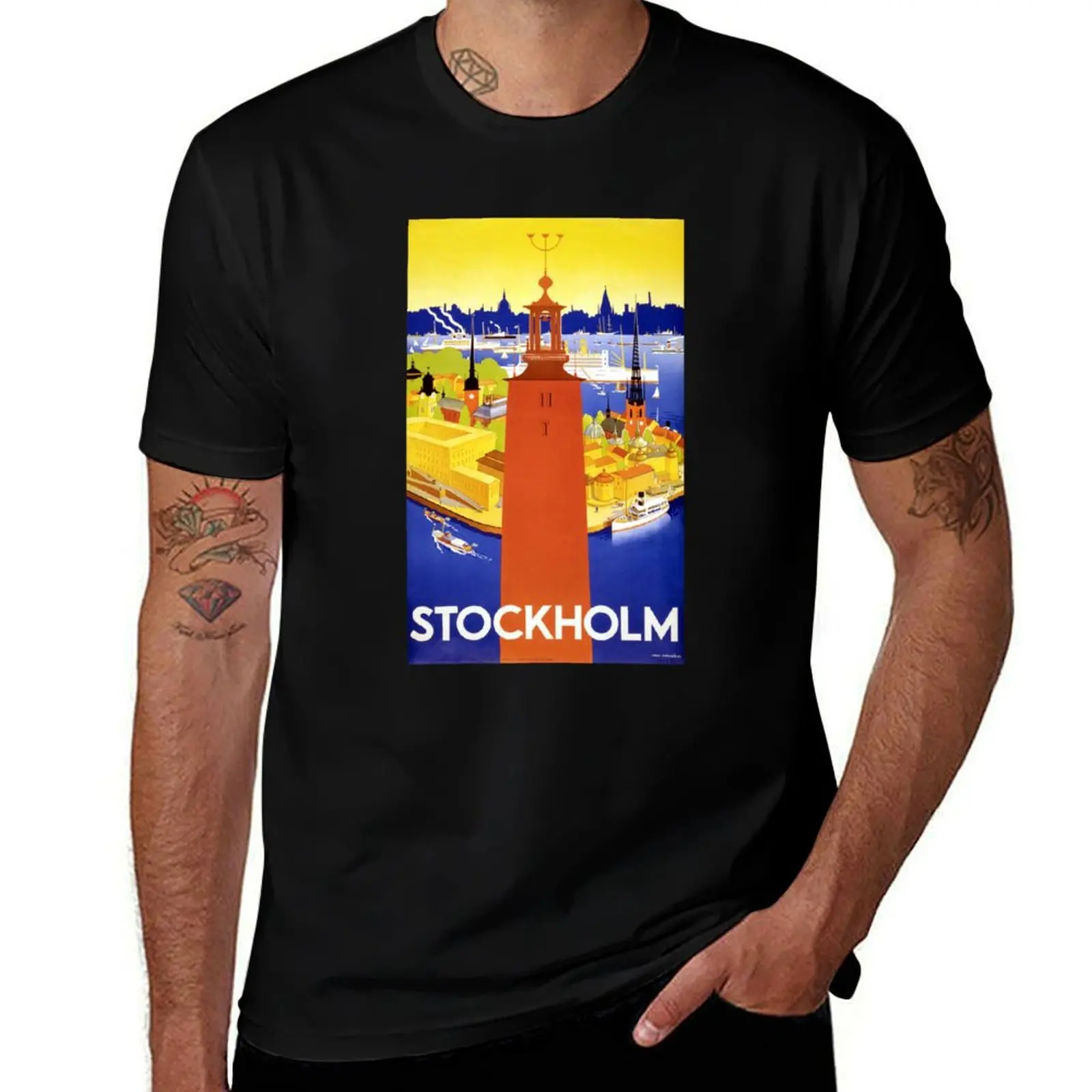 

Stockholm Sweden Vintage Travel Poster T-Shirt man t shirt luxury man t shirts graphic T-Shirt