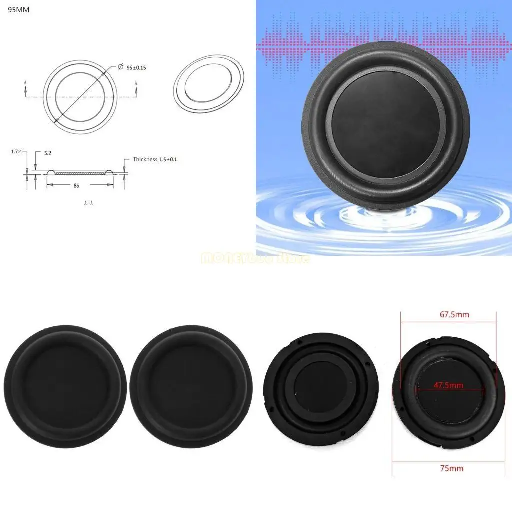 F62C 2PCS 75/90/92/139mm Bass Diaphragm Vibration Membrane Passive Radiator Speaker Repair Parts for DIY Home Theater
