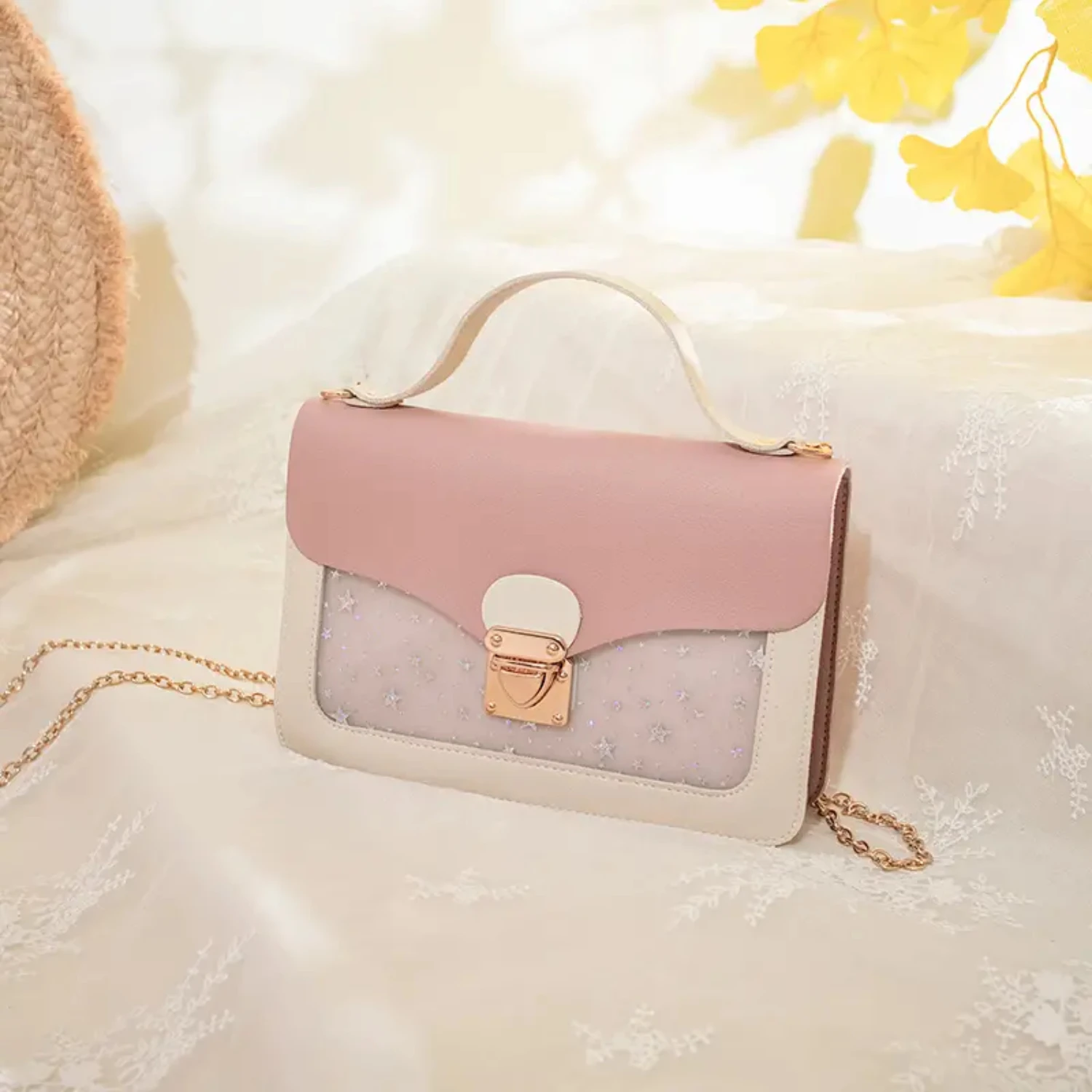 

Elegant Sequins Star Print Stylish Fashion Chain Handbag - Ladies Messenger Shoulder Bag for Trendy Women with Classy Taste
