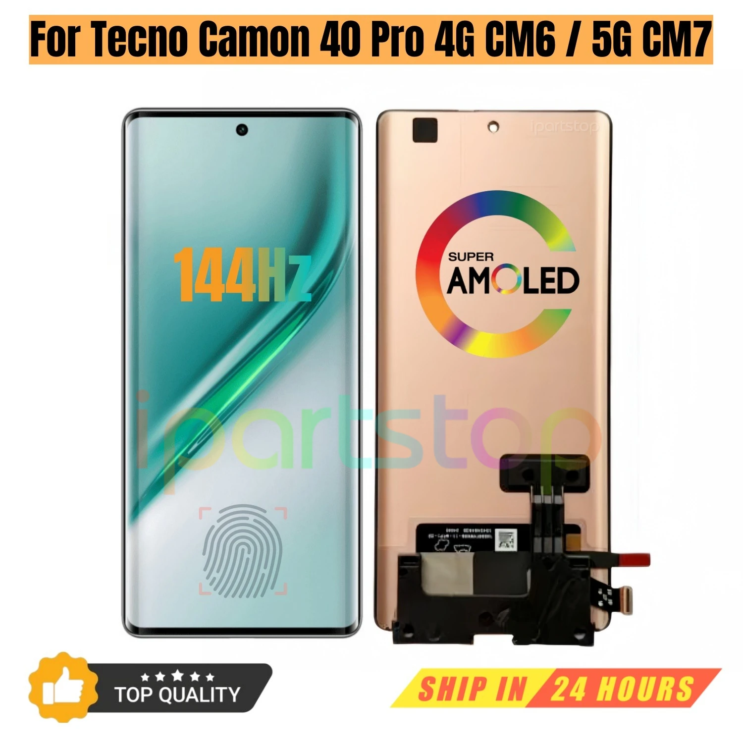 iparts-replacement-new-display-for-tecno-camon-40-pro-4g-cm6-5g-cm7-144hz-amoled-touch-screen-with-frame-assembly-oem-tested