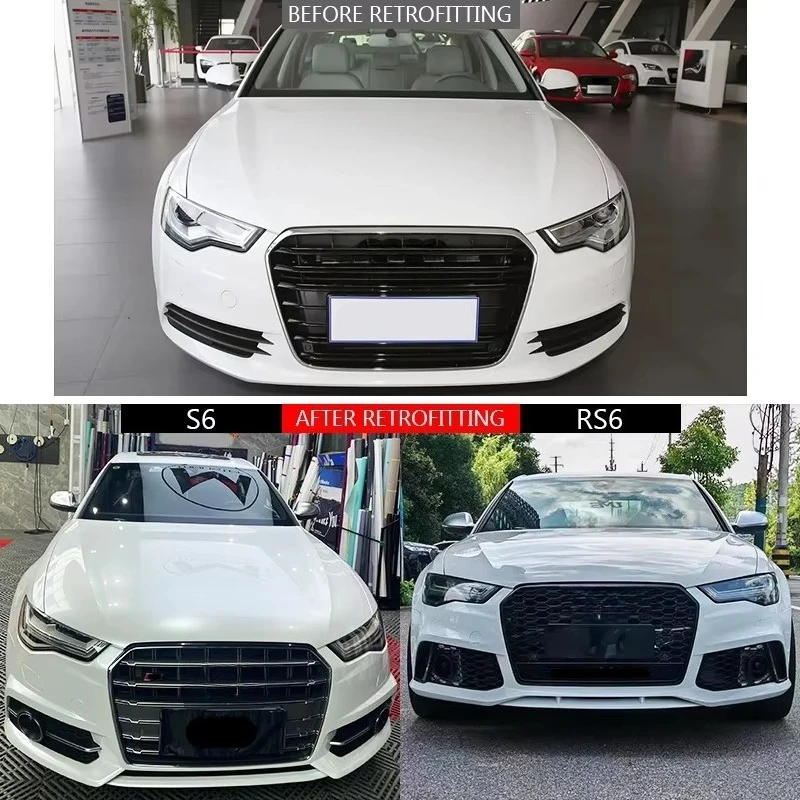 2013 A6 Facelift Body Kit Upgrade To 2018 RS6 S6 Style Front Rear Bumper Exterior Tuning PartsCar Parts Body Kit - view 2