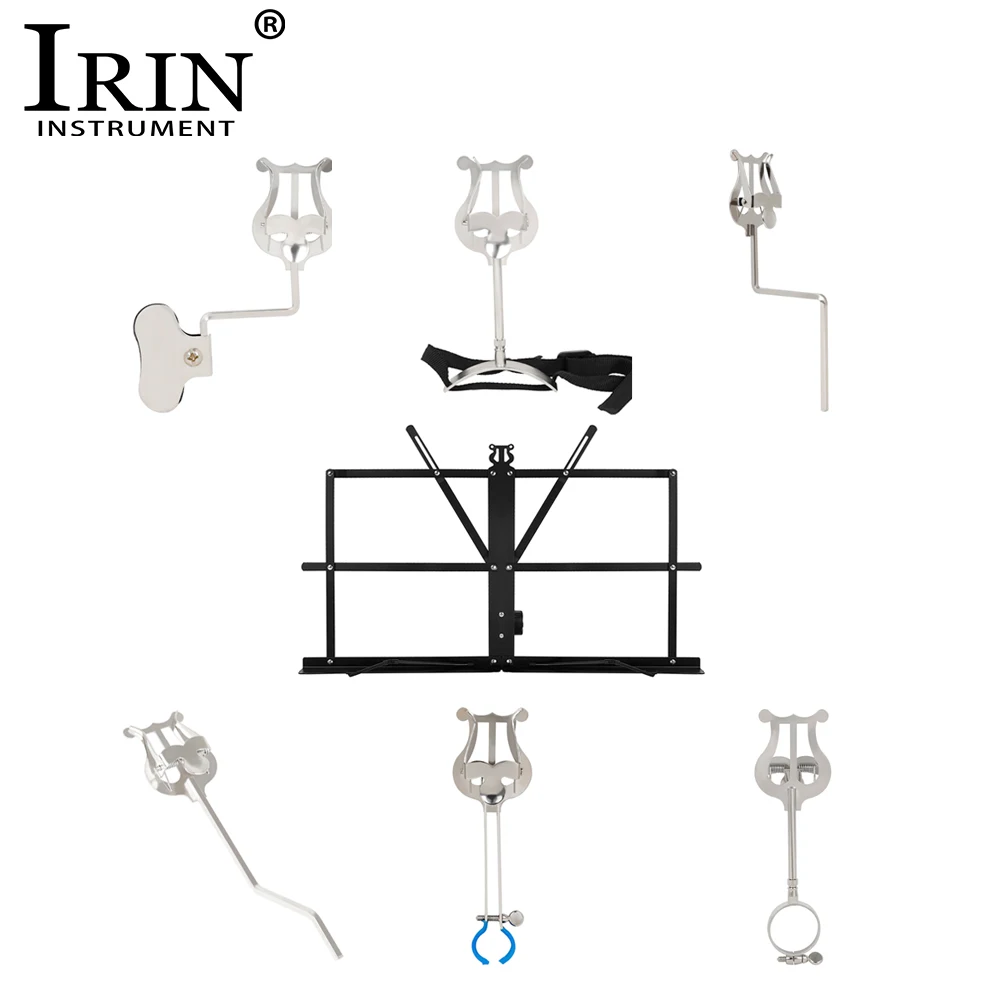 IRIN Saxophone Sheet Music Stand Marching Sheet Music Lyre Clip Portable Metal Stand For Alto/Tenor Sax Trumpet Clarinet Horn