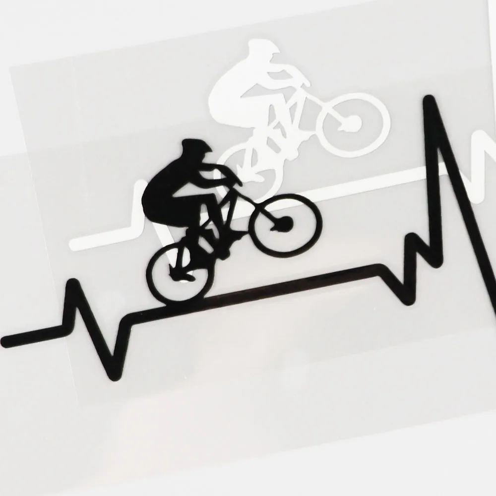 YJZT  Cycling Mountain Bike  Helmet Heartbeat Decal Vinyl Black/Silver Car Stickers