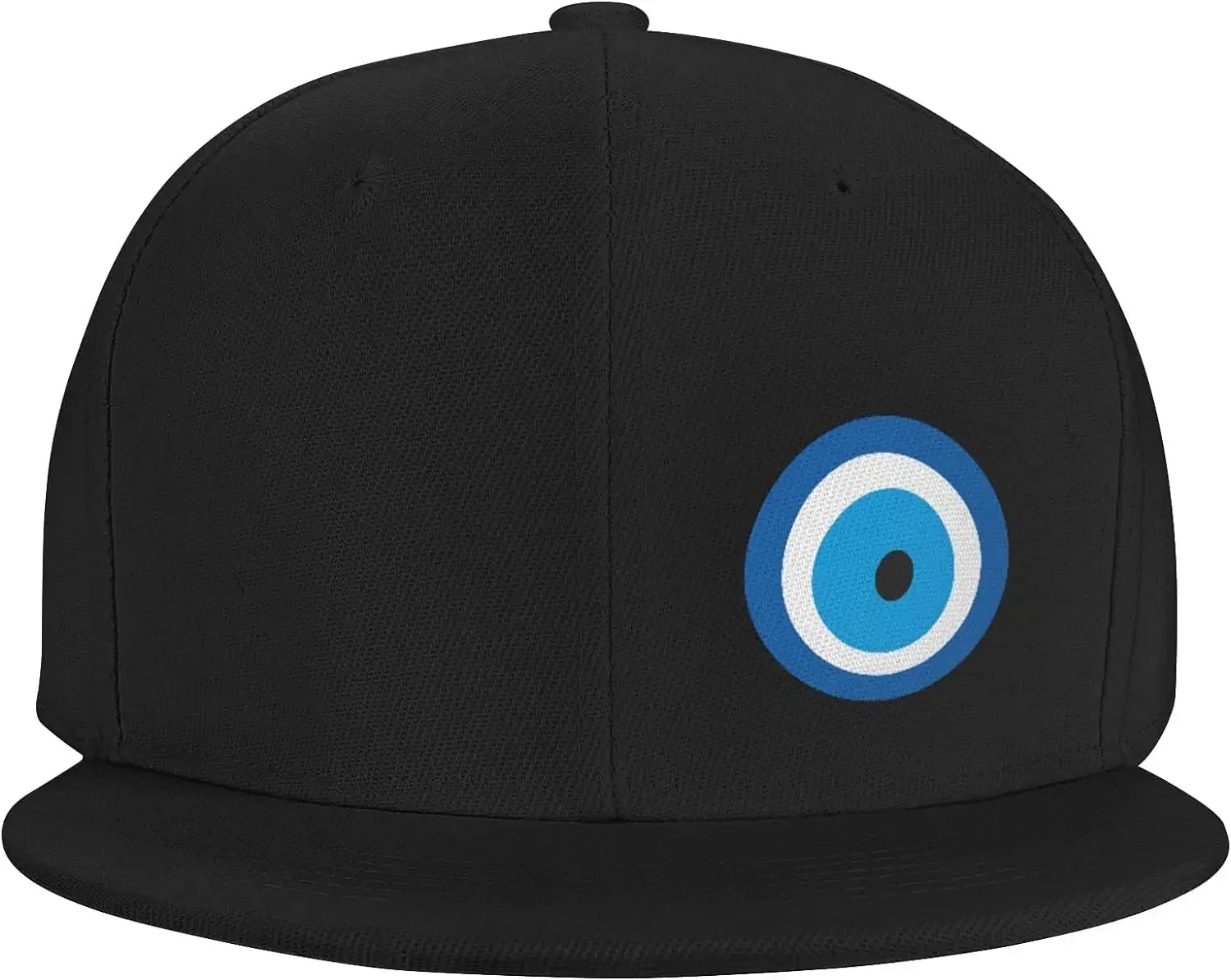 Flat Brim Cap Snapback Hat For Men - Blue Evil Nazar Eye Prints Adjustable Baseball Cap