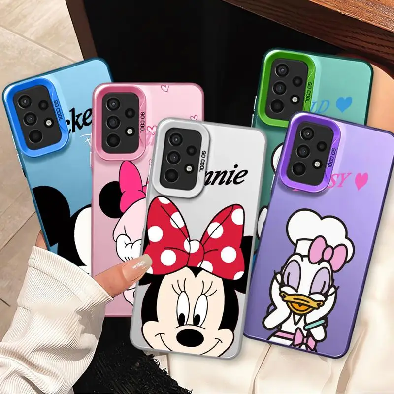 Mickey Minnie Mouse Donald Saisy Duck Phone Case for Samsung Galaxy A55 A54 A53 A13 A14 A15 A34 A35 A24 A50 Silver Plating Cover