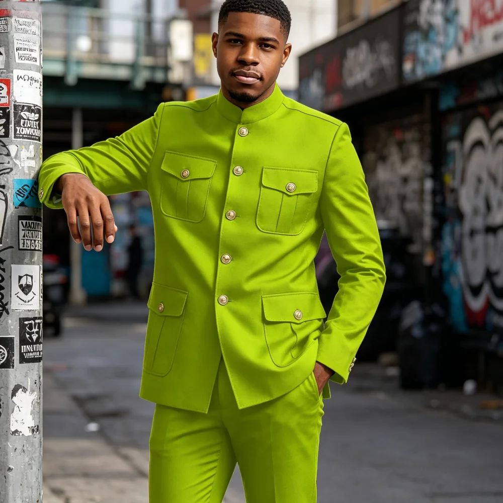 

Chic Men's Ternos with Two Pockets Single-breasted Formal Intelligent Casual Made-to-measure Gola Moda Terno Mas