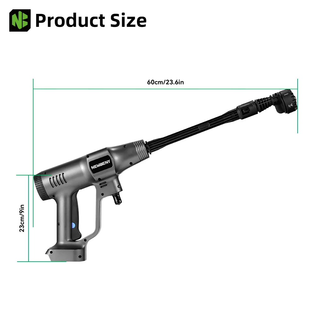 NEWBENY 3500W 200Bar Bürstenlose Hochdruck Auto Wasser Pistole Cordless Elektrische Spritzpistole Garten Werkzeug Für Makita 18V batterie Pin – Detail 6
