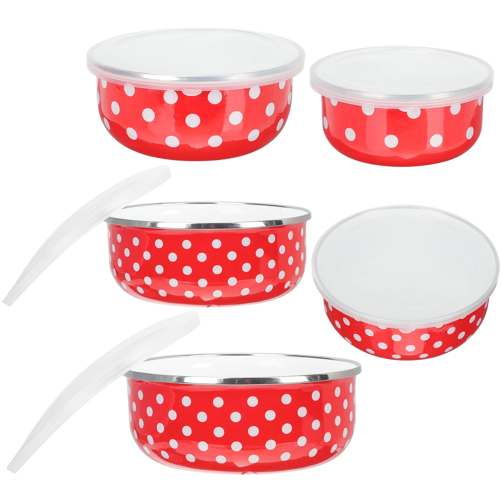 

5 Pcs Enamel Covered Bowl Salad Noodle Bowls Kitchen Supplies Fruit Lunch Boxes for School Ramen