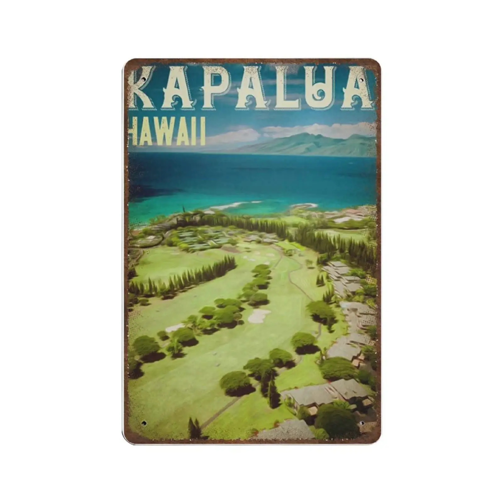 Vintage Metal Tin Sign Plaque,Hawaii Golf Minimalist Retro Travel Tin Sign,Man cave Pub Club Cafe Home Decor Plate，Birthday Ann