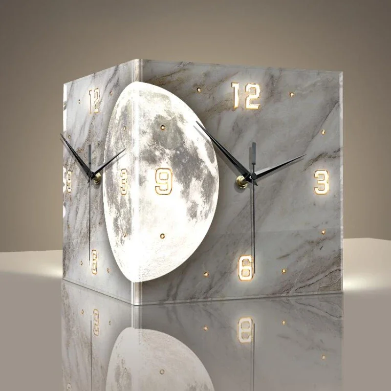 Corner Wall Clock Double Sided Creative LED Living Room Decoration Digital 3D Clock