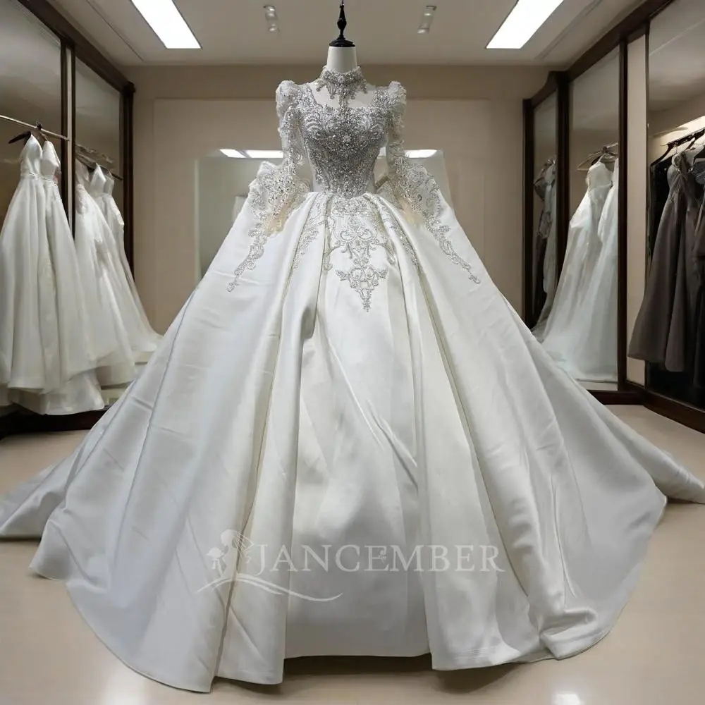 

Square Collar Women Wedding Dresses High Quality Shining Fabric Bridal Robes Mopping Length Ball Vestido De Novia Customized
