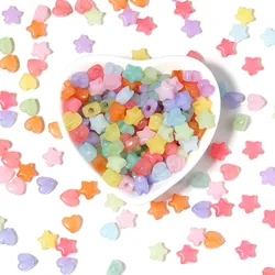 100pcs/Lot Candy Color Heart Shape Acrylic Beads for Jewelry Making Big Hole Beads Loose Beads Diy Bracelet Necklace for Child