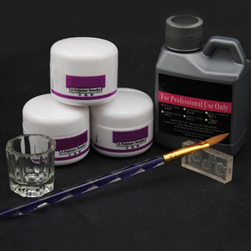 7 ชิ้นเล็บอะคริลิคชุดคริสตัลผงเล็บชุดเล็บ Builder แกะสลักแปรงถ้วยเล็บเครื่องมือ