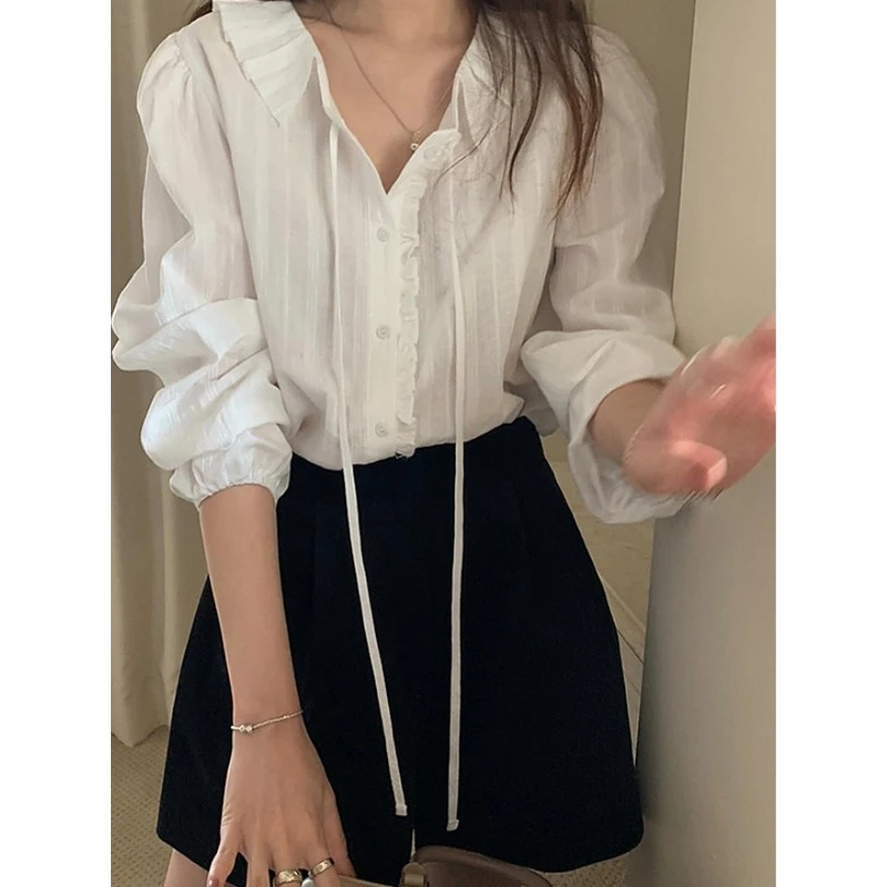 

Дизайнерская женская блузка Design Sensation Small ence с цветочной вышивкой и поясом, в стиле Dongda Gate, для повседневной носки, элегантная, с длинными рукавами.