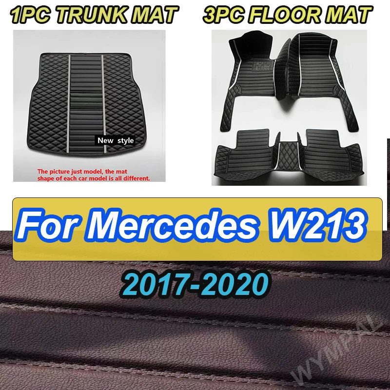 

LUXURY Car Floor Mats For Mercedes W213 2017-2020 DropShipping Center Auto Interior Accessories Leather Carpets Rugs Foot Pads