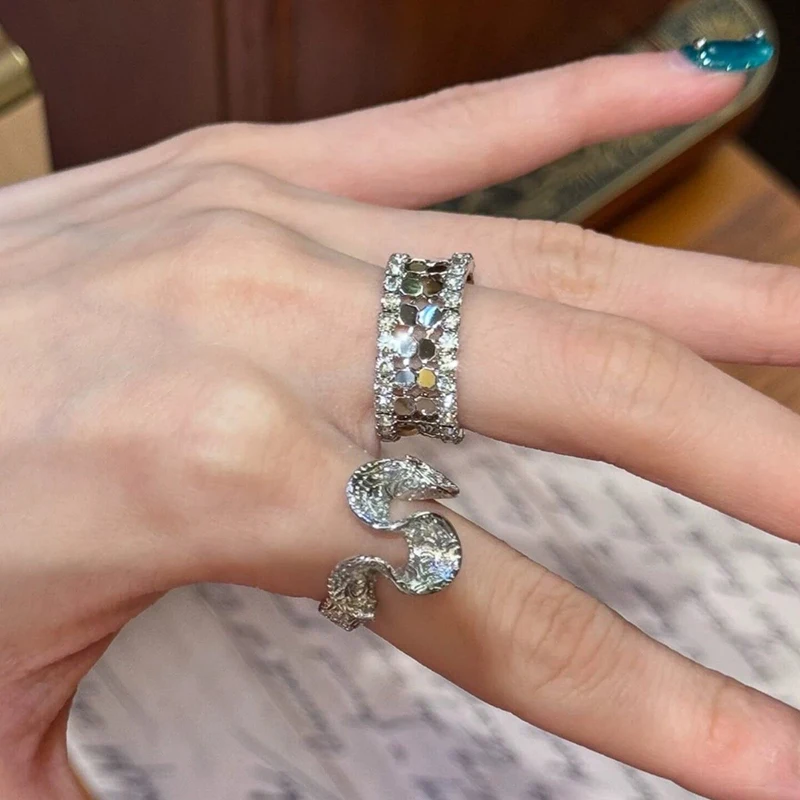 GANPUP Exquisite Glänzende Zirkon Verstellbare Fingerringe für Frauen Süße Mode Neuer Ring Schmuck Geschenk Party anillos mujer – Detail 2