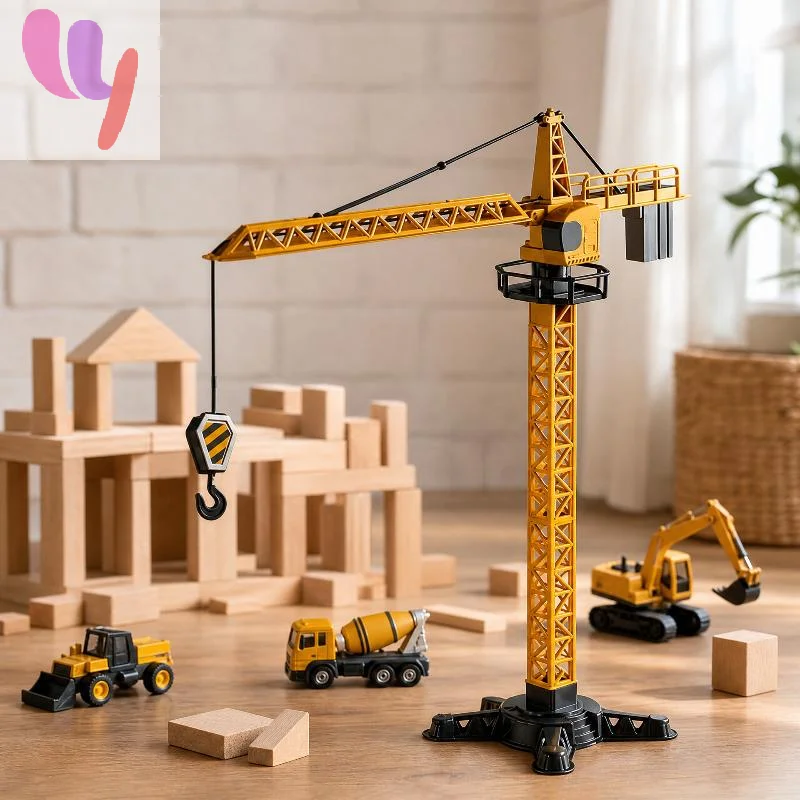 Kids Toys And Games - タワークレーンおもちゃ。建設工学を模した回転式のタワー模型。子供向けの知育玩具。室内で遊べる卓上ゲーム。