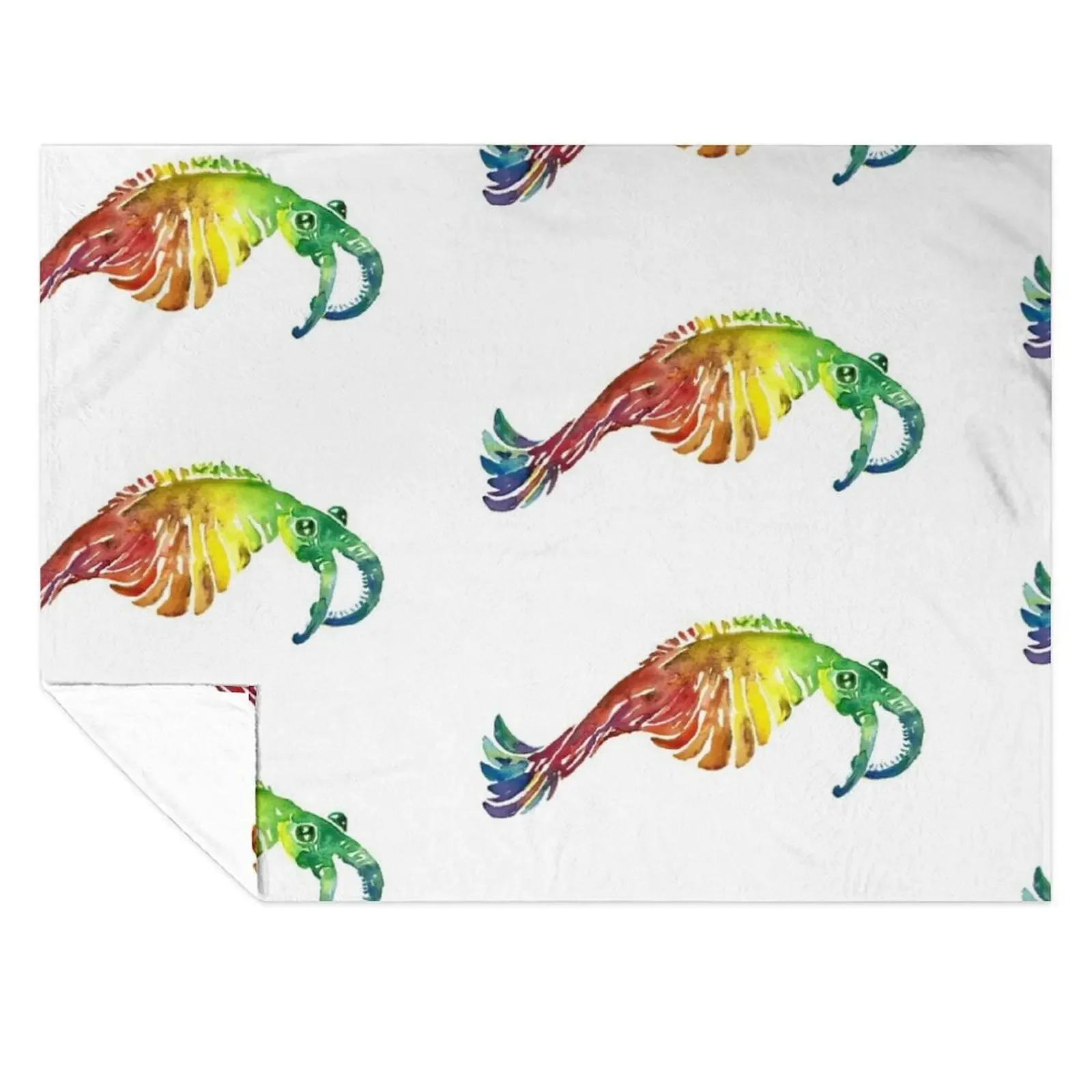 

Watercolor Fossil Anomalocaris in Rainbow Throw Blanket Loose Luxury St Hair decorative Blankets