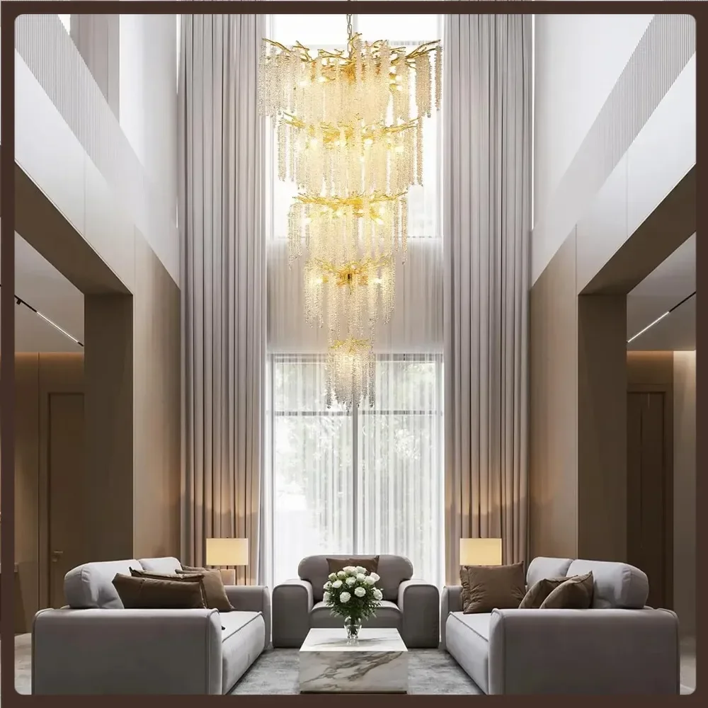 ثريا سقف كريستالية فاخرة من الشمال مع شرابة - ضوء أنيق لفندق فيلا غرفة المعيشة على الدرج