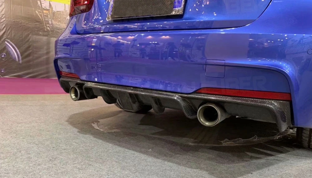 JCYECF الكربون المصد الخلفي العادم الناشر مع مصباح ليد لسيارات BMW 3 Series F30 F35 318i 320i 328i 335i 340i M Sport 2012-2018 #2