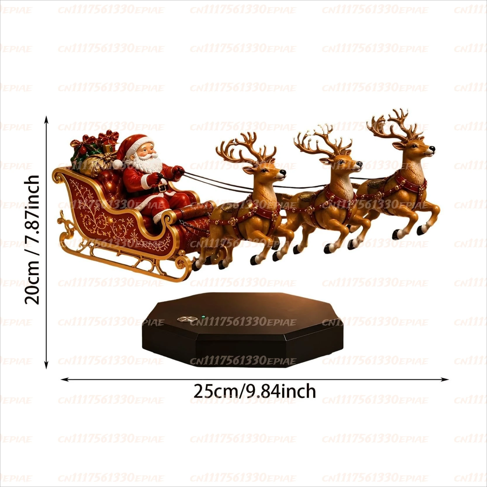 Floating Santa Sleigh Santa's Flying Sleigh Magnetic Levitation Display,Floating Santa Claus Tabletop Decor for Home, Office