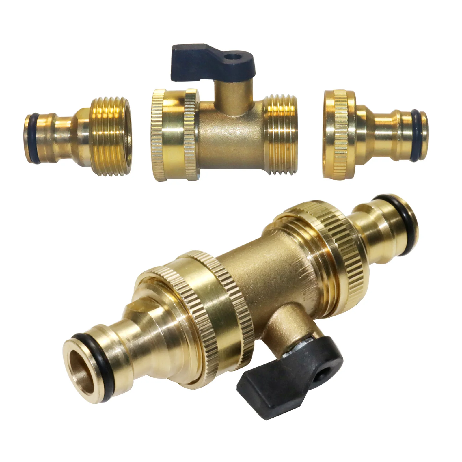 

Латунный шаровой кран для автомойки, быстрый разъем - двунаправленный поток с резьбой европейского стандарта для автомойки и садовых шлангов, герметичный с резиной