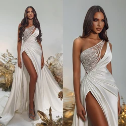 Summer Sexy Evening Dress New One-Shoulder Prom Dresses Side High Slit Sweep Train Party Special Occasion Gowns Customized