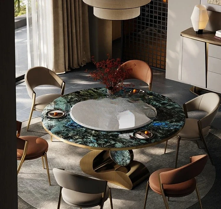 

Sapphire natural luxury stone dining table large flat marble round dining table
