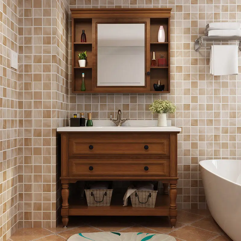 

Тумба для ванной, тумба под раковину из массива дерева, тумба для ванной комнаты, тумба под раковину из дуба, комбинированная тумба-шкаф для ванной от пола до потолка