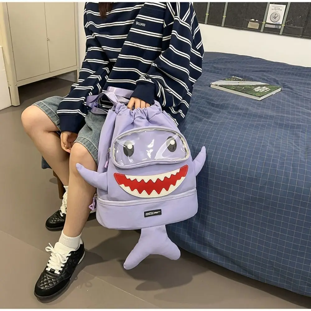 Waterproof Backpack Quick Dry Lightweight Design Sports Backpack Wet Dry Separation Adjustable Straps Shark Bookbag Outddoors