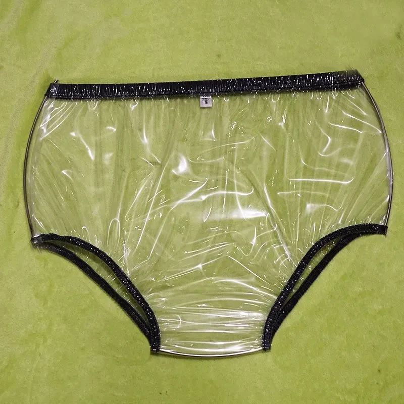 Cuecas plásticas de PVC transparente para homens e mulheres, cuecas macias soltas, à prova de vazamento, calças impermeáveis, casal calcinha erótica, ABS