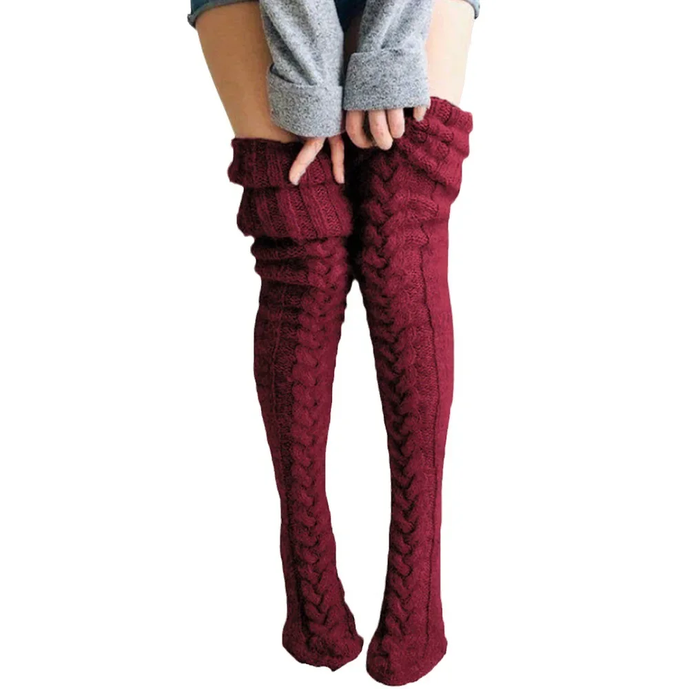 TZTOOZ-Bas en laine pour femmes, chauffe-pieds, chaussettes hautes, fibres acryliques, document solide, mode automne et hiver, mignon