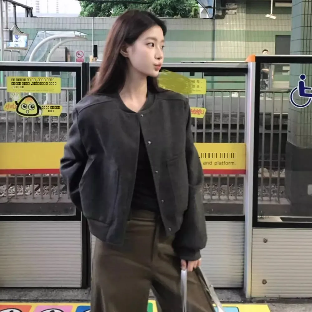 

Американская ретро-куртка с капюшоном, женская повседневная свободная бейсбольная куртка, модная осенняя новинка 2025 года