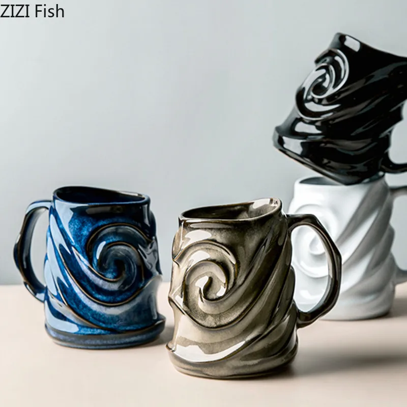 500 مللي كوب ماء سعة كبيرة كوب سيراميك المنزل الإفطار كوب حليب مكتب بعد الظهر الشاي عشاق فنجان القهوة شرب مجموعة هدية #2